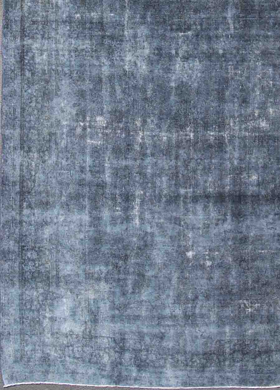 Large Persian over Dyed Gallery Rug in Shades of Dark Blue and Gray Large Persian over dyed wide gallery rug in shades of dark blue and gray, rug s12 - 1001, country of origin / type: Iran / Tabriz, circa 1950 This Persian carpet with a cla... - Keivan Woven ArtsS12 - 1001 - 3736Rug