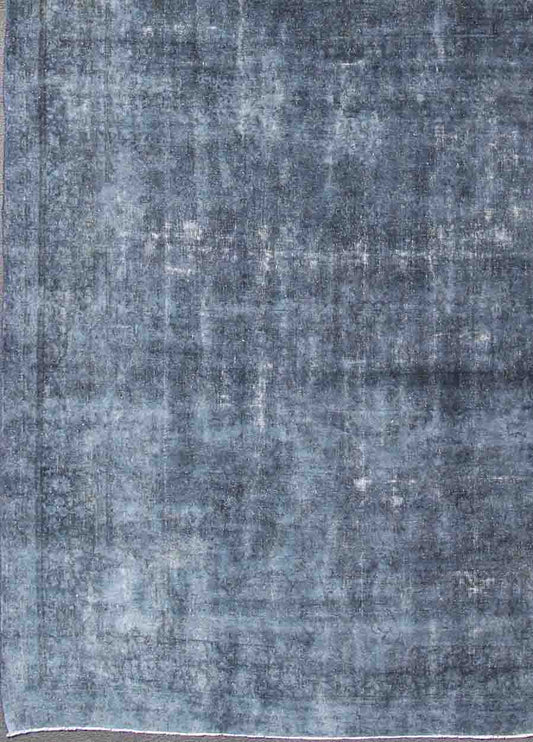 Large Persian over Dyed Gallery Rug in Shades of Dark Blue and Gray Large Persian over dyed wide gallery rug in shades of dark blue and gray, rug s12 - 1001, country of origin / type: Iran / Tabriz, circa 1950 This Persian carpet with a cla... - Keivan Woven ArtsS12 - 1001 - 3736Rug