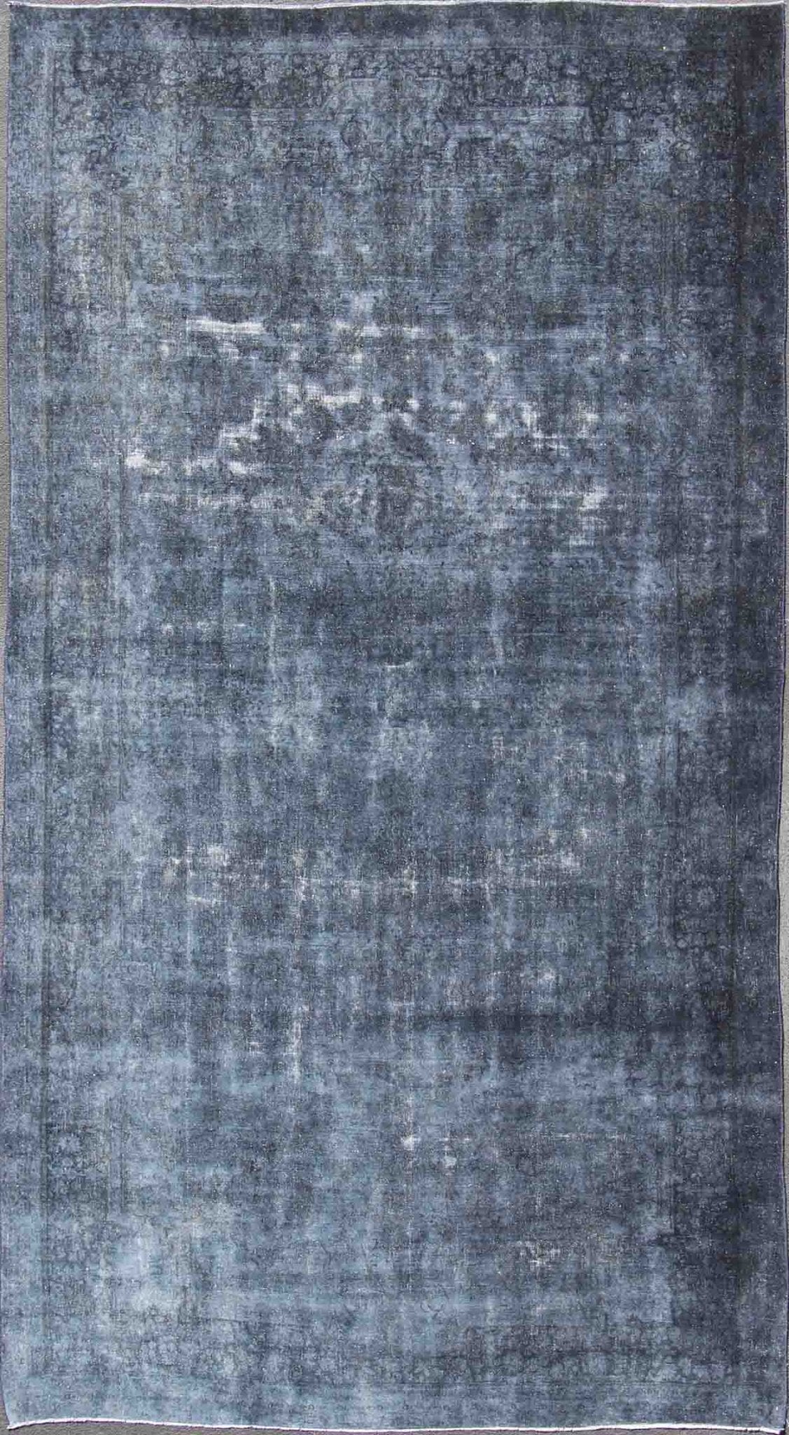 Large Persian over Dyed Gallery Rug in Shades of Dark Blue and Gray Large Persian over dyed wide gallery rug in shades of dark blue and gray, rug s12 - 1001, country of origin / type: Iran / Tabriz, circa 1950 This Persian carpet with a cla... - Keivan Woven ArtsS12 - 1001 - 3736Rug