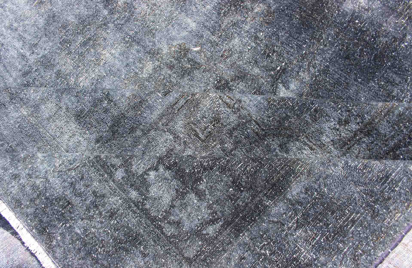 Large Persian over Dyed Gallery Rug in Shades of Dark Blue and Gray Large Persian over dyed wide gallery rug in shades of dark blue and gray, rug s12 - 1001, country of origin / type: Iran / Tabriz, circa 1950 This Persian carpet with a cla... - Keivan Woven ArtsS12 - 1001 - 3736Rug