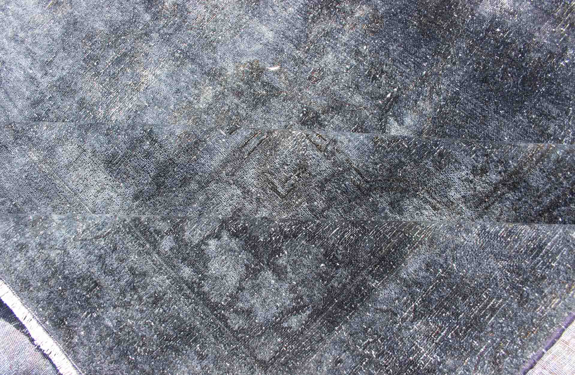 Large Persian over Dyed Gallery Rug in Shades of Dark Blue and Gray Large Persian over dyed wide gallery rug in shades of dark blue and gray, rug s12 - 1001, country of origin / type: Iran / Tabriz, circa 1950 This Persian carpet with a cla... - Keivan Woven ArtsS12 - 1001 - 3736Rug