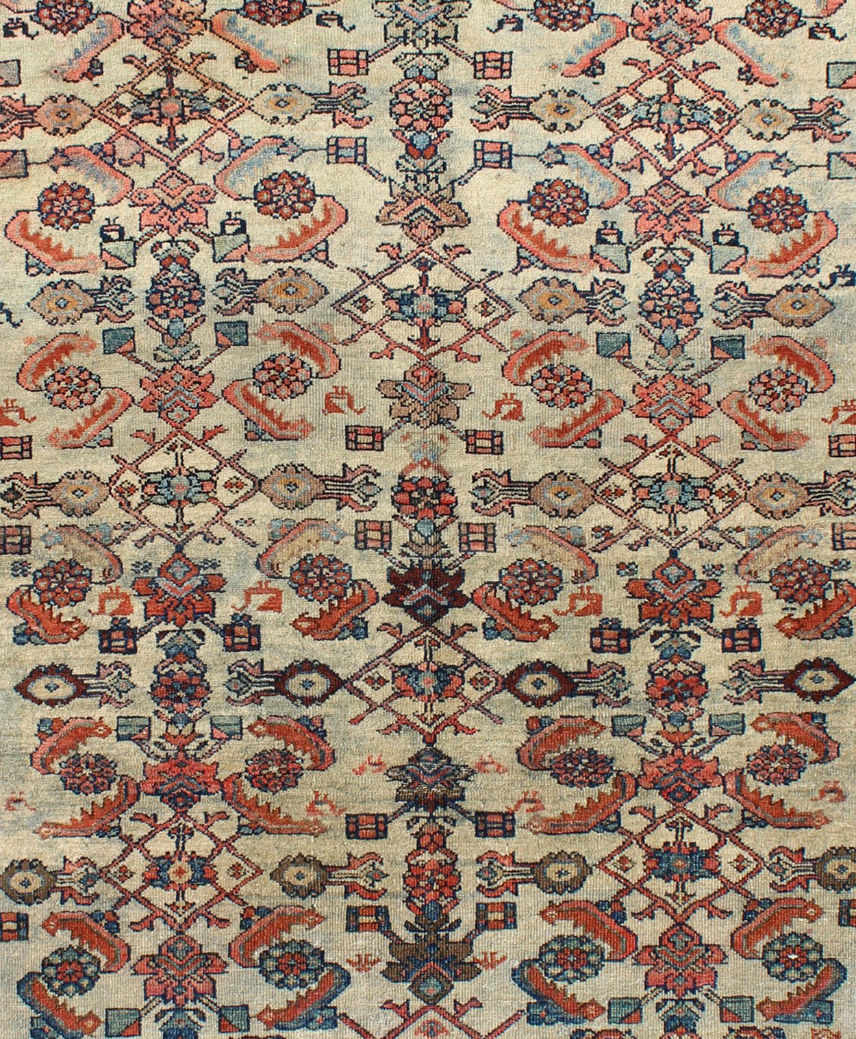 Antique Persian Malayer rug with all - over sub - geometric design in red and blue, rug s12 - 1103, country of origin / type: Iran / Malayer, circa 1920 This amazing antique Malayer rug from early 20th century, circa 1920, Iran was handwoven and bears... - Keivan Woven ArtsS12 - 1103 - 3752Rug