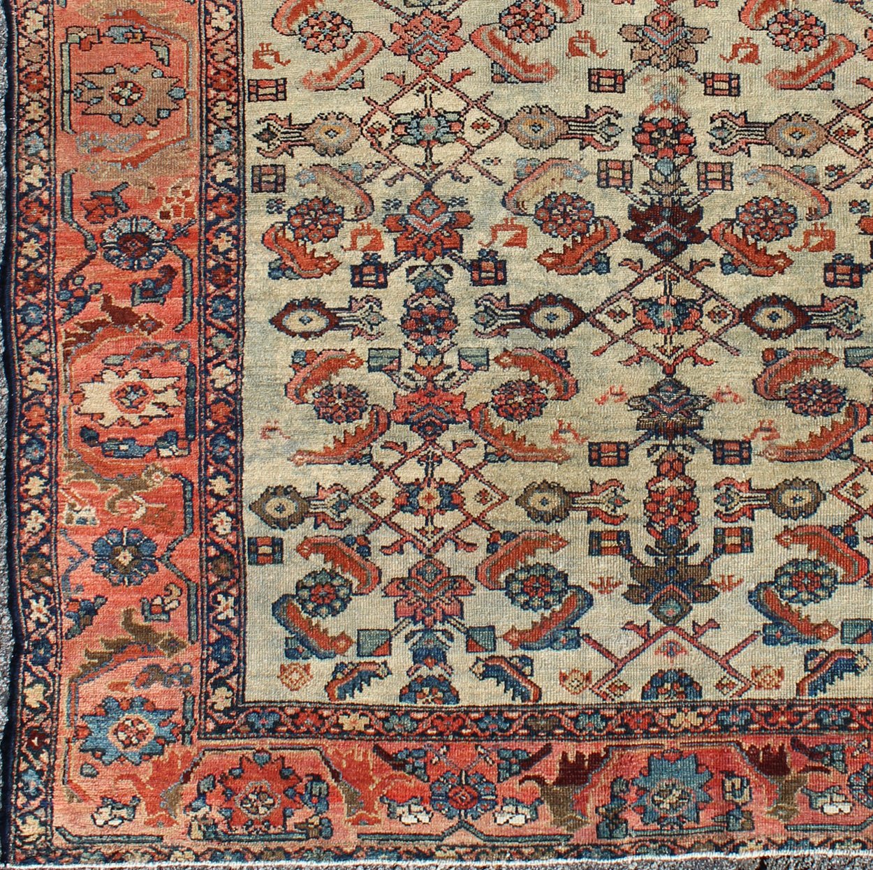 Antique Persian Malayer rug with all - over sub - geometric design in red and blue, rug s12 - 1103, country of origin / type: Iran / Malayer, circa 1920 This amazing antique Malayer rug from early 20th century, circa 1920, Iran was handwoven and bears... - Keivan Woven ArtsS12 - 1103 - 3752Rug