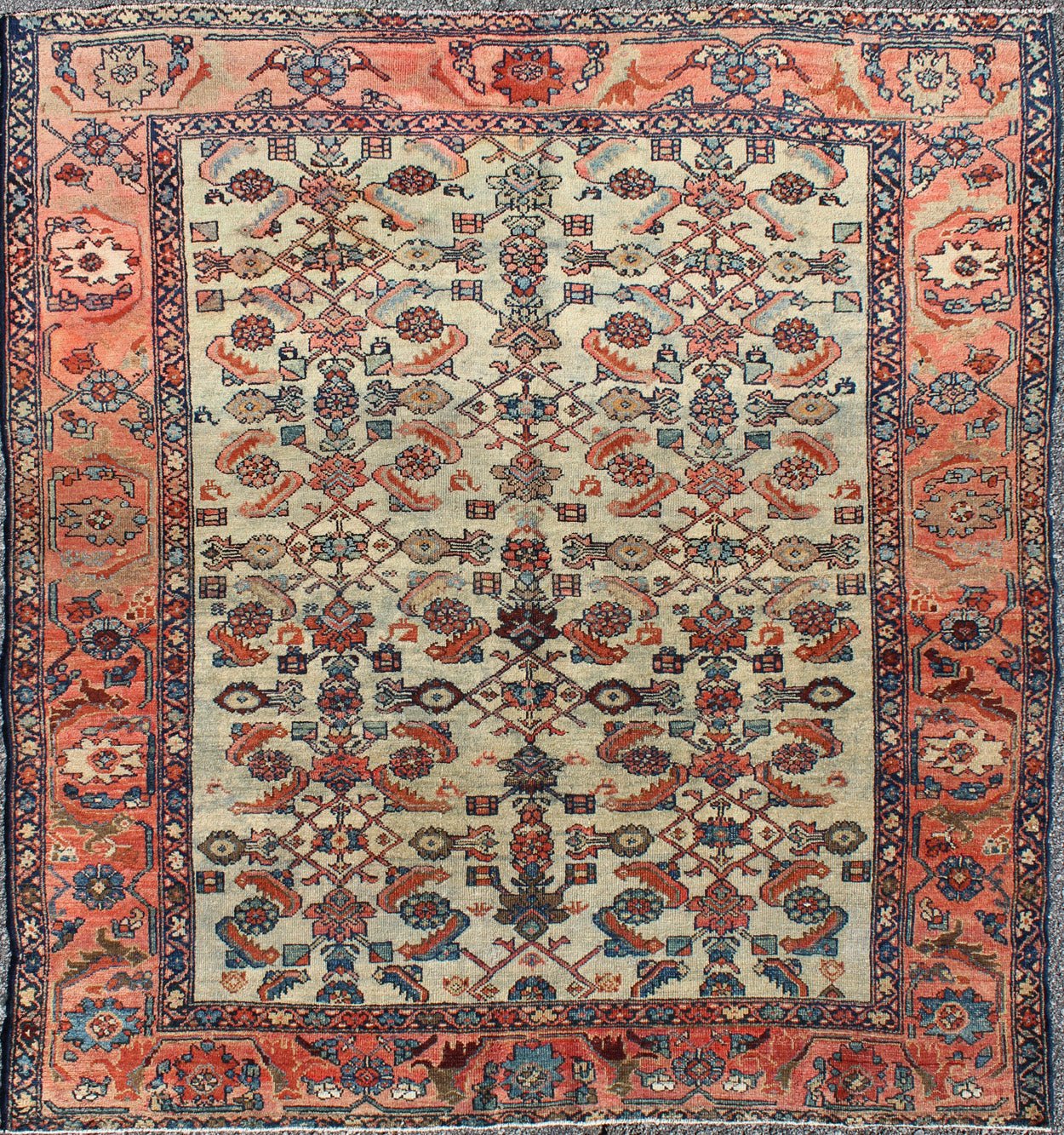Antique Persian Malayer rug with all - over sub - geometric design in red and blue, rug s12 - 1103, country of origin / type: Iran / Malayer, circa 1920 This amazing antique Malayer rug from early 20th century, circa 1920, Iran was handwoven and bears... - Keivan Woven ArtsS12 - 1103 - 3752Rug