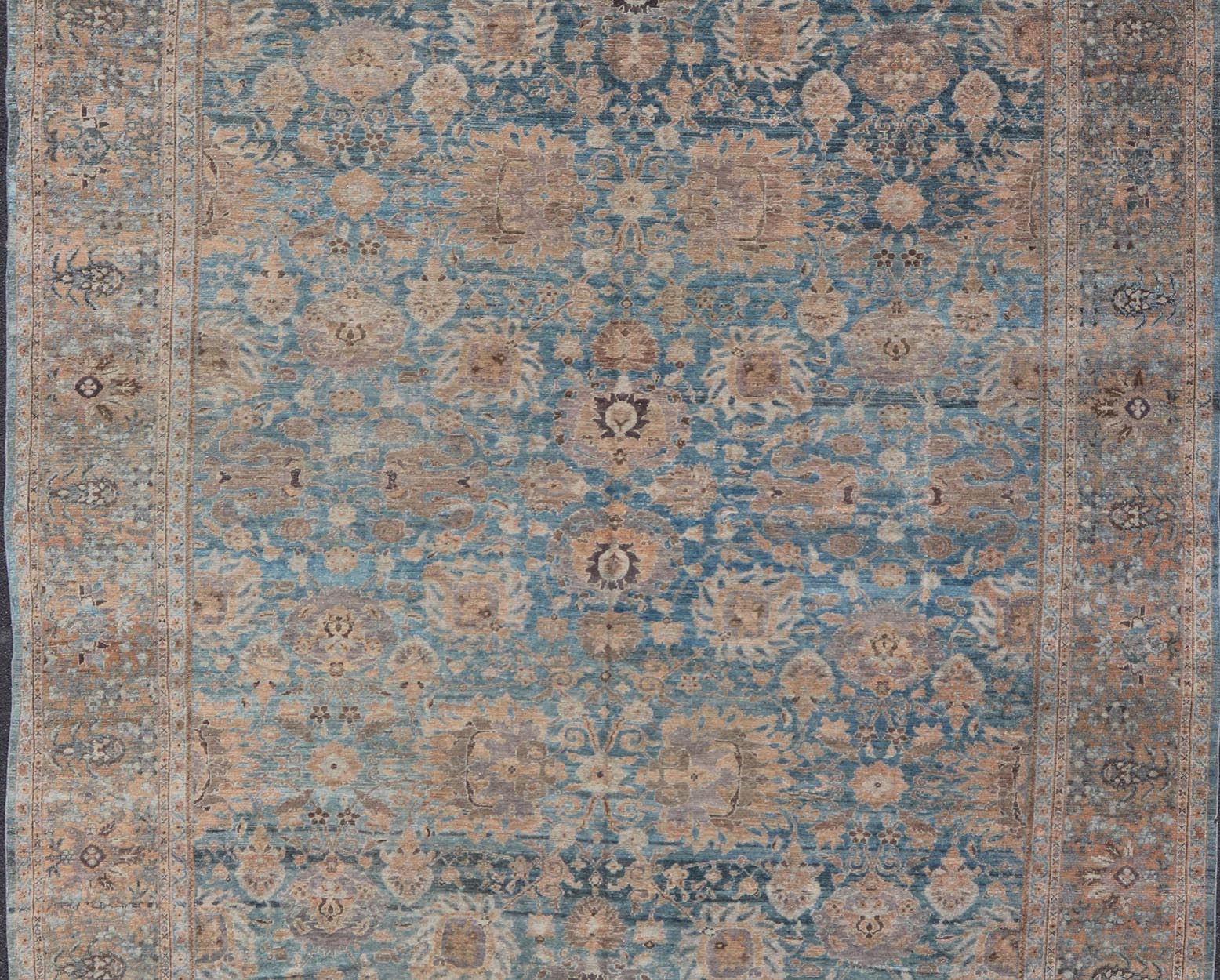 All - Over Light Blue Floral Antique Persian Hamadan Rug with Earthy Tones. Keivan Woven Arts: rug S12 - 1201 - 15482; All - over Blue to Light Blue Floral Persian Hamadan rug with Earthy tones. Measures: 11'9 x 14'8 This antique persian Hamadan display... - Keivan Woven ArtsS12 - 1201 - 15482 - 3954Rug