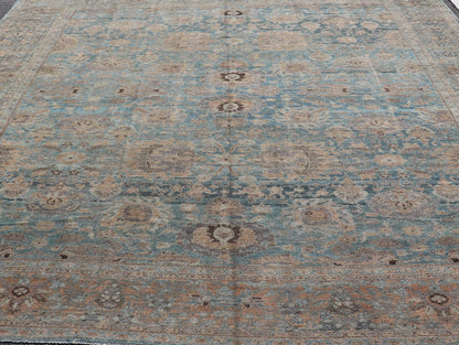 All - Over Light Blue Floral Antique Persian Hamadan Rug with Earthy Tones. Keivan Woven Arts: rug S12 - 1201 - 15482; All - over Blue to Light Blue Floral Persian Hamadan rug with Earthy tones. Measures: 11'9 x 14'8 This antique persian Hamadan display... - Keivan Woven ArtsS12 - 1201 - 15482 - 3954Rug