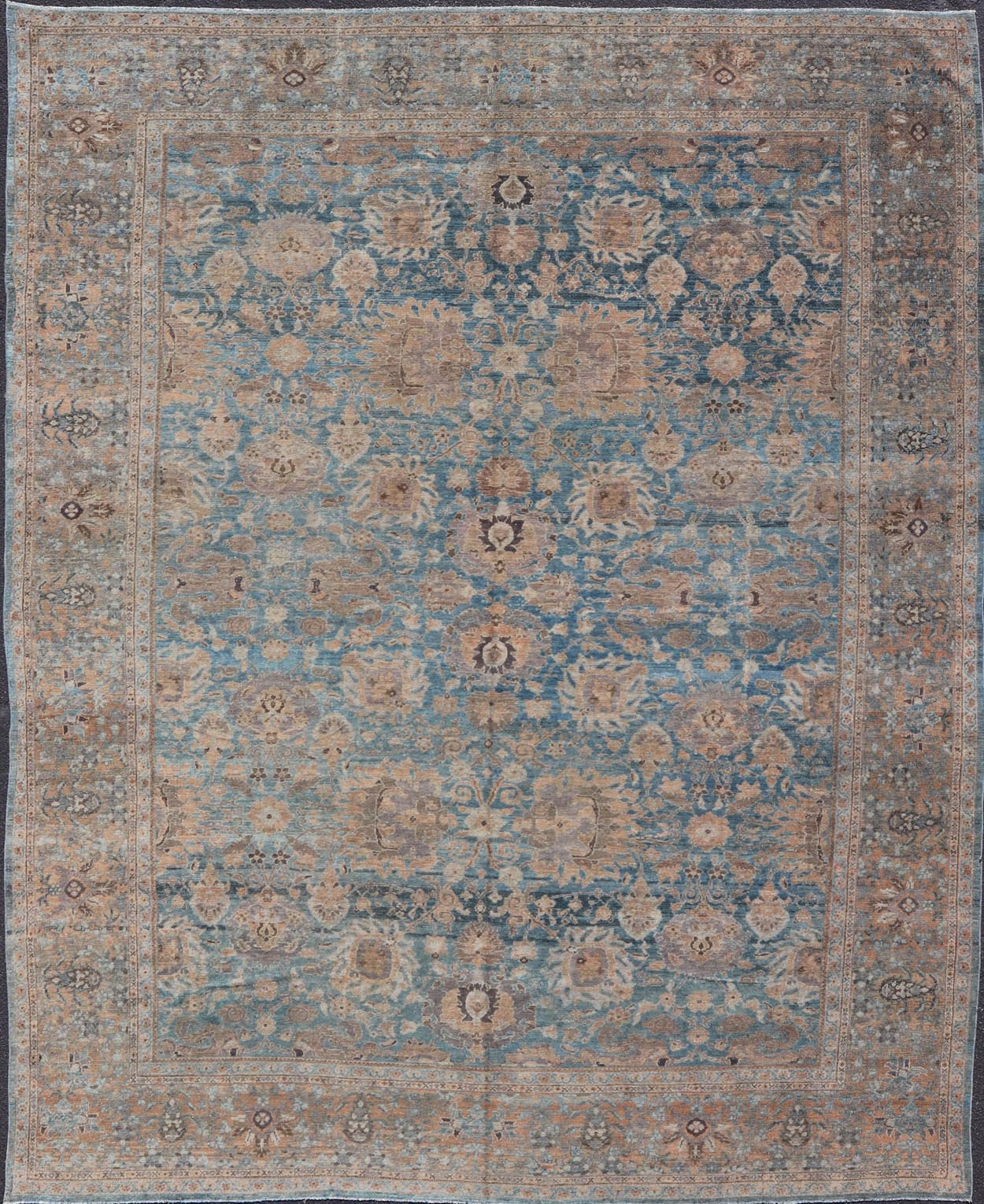 All - Over Light Blue Floral Antique Persian Hamadan Rug with Earthy Tones. Keivan Woven Arts: rug S12 - 1201 - 15482; All - over Blue to Light Blue Floral Persian Hamadan rug with Earthy tones. Measures: 11'9 x 14'8 This antique persian Hamadan display... - Keivan Woven ArtsS12 - 1201 - 15482 - 3954Rug