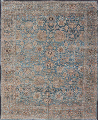 All - Over Light Blue Floral Antique Persian Hamadan Rug with Earthy Tones. Keivan Woven Arts: rug S12 - 1201 - 15482; All - over Blue to Light Blue Floral Persian Hamadan rug with Earthy tones. Measures: 11'9 x 14'8 This antique persian Hamadan display... - Keivan Woven ArtsS12 - 1201 - 15482 - 3954Rug