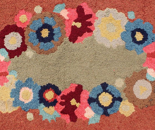 Vintage Oval American Hooked Rug With Large Flower Design Keivan Woven Arts - Oval shape American Hooked rug with large flower design, rug S12 - 1206, country of origin / type: United States / Hooked, circa 1950 This colorful American Hooked rug... - Keivan Woven ArtsS12 - 1206 - 4056Rug
