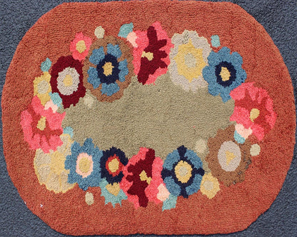 Vintage Oval American Hooked Rug With Large Flower Design Keivan Woven Arts - Oval shape American Hooked rug with large flower design, rug S12 - 1206, country of origin / type: United States / Hooked, circa 1950 This colorful American Hooked rug... - Keivan Woven ArtsS12 - 1206 - 4056Rug