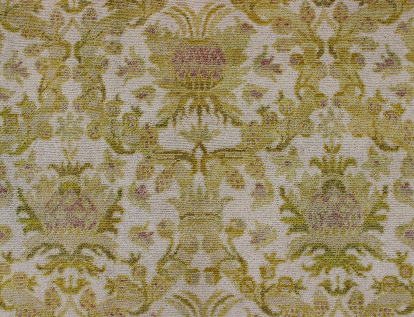 Elegant Spanish Rug with Floral Design in Golden - Green, Acid Green and White. Keivan Woven Arts / rug S12 - 1207, country of origin / type: Spain / Arts and Crafts, circa 1930 This elegant vintage Spanish carpet (circa 1950) is the proud heir to a... - Keivan Woven ArtsS12 - 1207 - 3960Rug