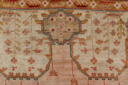 This large late 19th Century Antique Turkish Oushak Rug displays a colorful palette in Salmon, Green, pink, Yellow, Orange, cream, red, Antique Oushak, Keivan Woven Arts; rug S12 - 1213, Country of Origin: Turkey Type: Antique Oushak Design: Floral, Sub - ... - Keivan Woven ArtsS12 - 1213 - 3988Rug