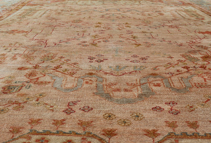 This large late 19th Century Antique Turkish Oushak Rug displays a colorful palette in Salmon, Green, pink, Yellow, Orange, cream, red, Antique Oushak, Keivan Woven Arts; rug S12 - 1213, Country of Origin: Turkey Type: Antique Oushak Design: Floral, Sub - ... - Keivan Woven ArtsS12 - 1213 - 3988Rug