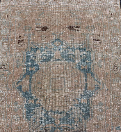 Vintage Persian Heriz Runner with Medallions in Earthy Tones and Light Blue. Keivan Woven Arts / rug SHLLY - 2, country of origin / type: Iran / Heriz, circa mid - 20th century. Measures: 2'11 x 10'0 Vintage Persian Heriz Runner with Medallions i... - Keivan Woven ArtsSHLLY - 2 - 12914Rug
