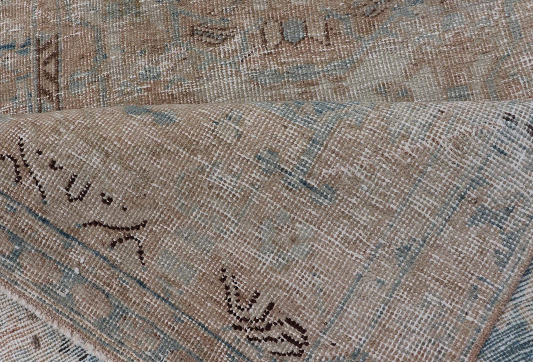 Vintage Persian Heriz Runner with Medallions in Earthy Tones and Light Blue. Keivan Woven Arts / rug SHLLY - 2, country of origin / type: Iran / Heriz, circa mid - 20th century. Measures: 2'11 x 10'0 Vintage Persian Heriz Runner with Medallions i... - Keivan Woven ArtsSHLLY - 2 - 12914Rug