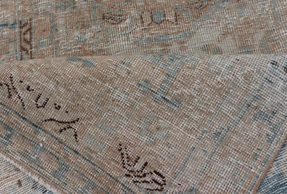 Vintage Persian Heriz Runner with Medallions in Earthy Tones and Light Blue. Keivan Woven Arts / rug SHLLY - 2, country of origin / type: Iran / Heriz, circa mid - 20th century. Measures: 2'11 x 10'0 Vintage Persian Heriz Runner with Medallions i... - Keivan Woven ArtsSHLLY - 2 - 12914Rug