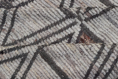 Large Moroccan Style Distressed Modern Rug in Diamond and Triangle Design. Modern Hand - Knotted Rug in Wool with All - Over Triangle Geometric Tribal Design in Off White, Brown, Light Teal and neutrals. Keivan Woven Arts; rug SNK - 1149, country of origin /... - Keivan Woven ArtsSNK - 1149 - 21433