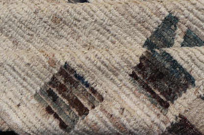 Modern rug with Minimalist Design & Moroccan Style in Neutral Off White. Design. Modern rug with Minimalist Design & Moroccan Style in Neutral Off White and various tones of Blue, Teal and gray in Geometric shapes. Keivan Woven Arts / rug SNK - 1... - Keivan Woven ArtsSNK - 1180 - 21493Rug
