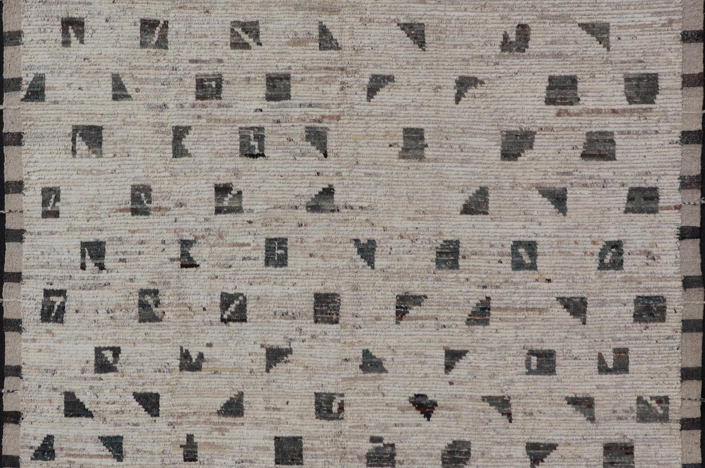Modern rug with Minimalist Design & Moroccan Style in Neutral Off White. Design. Modern rug with Minimalist Design & Moroccan Style in Neutral Off White and various tones of Blue, Teal and gray in Geometric shapes. Keivan Woven Arts / rug SNK - 1... - Keivan Woven ArtsSNK - 1180 - 21493Rug