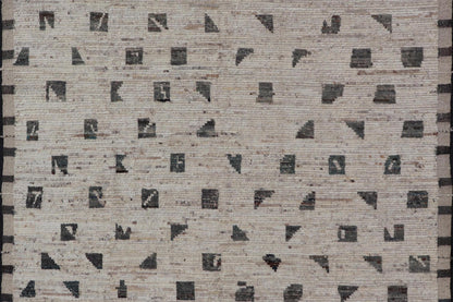 Modern rug with Minimalist Design & Moroccan Style in Neutral Off White. Design. Modern rug with Minimalist Design & Moroccan Style in Neutral Off White and various tones of Blue, Teal and gray in Geometric shapes. Keivan Woven Arts / rug SNK - 1... - Keivan Woven ArtsSNK - 1180 - 21493Rug