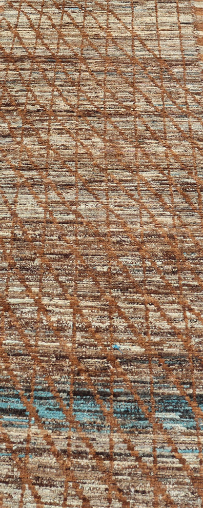 Keivan Woven Arts Moroccan Style Distressed Modern Runner. Keivan Woven Arts; rug SNK - 1704, country of origin / type: Afghanistan / Modern Casual, circa early - 21th century. Measures: 3'1 x 9'7 This modern casual tribal rug has been hand - knotted ... - Keivan Woven ArtsSNK - 1704 - 27664Rug