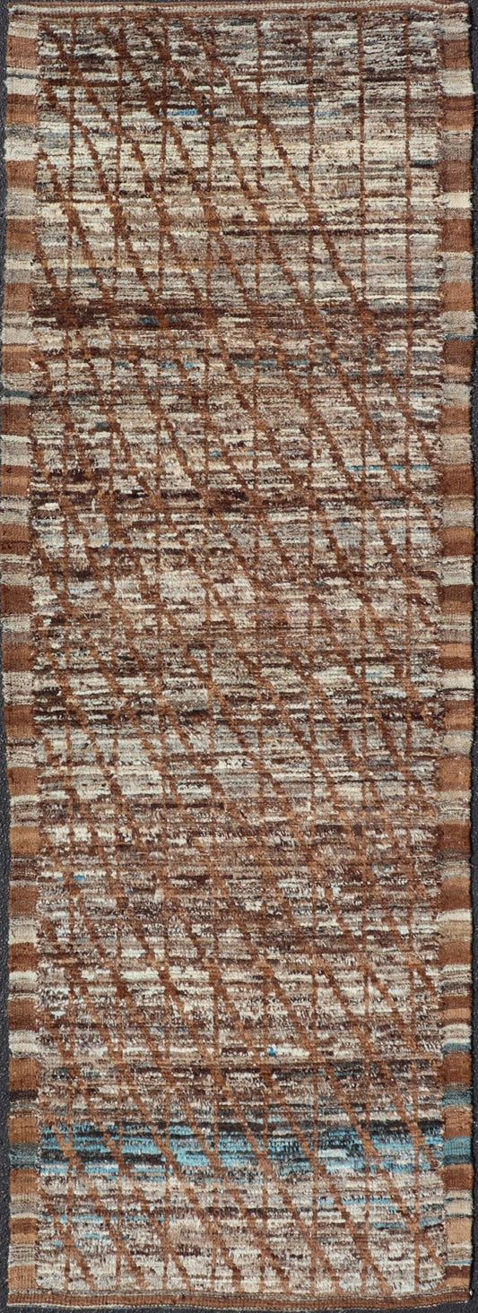 Keivan Woven Arts Moroccan Style Distressed Modern Runner. Keivan Woven Arts; rug SNK - 1704, country of origin / type: Afghanistan / Modern Casual, circa early - 21th century. Measures: 3'1 x 9'7 This modern casual tribal rug has been hand - knotted ... - Keivan Woven ArtsSNK - 1704 - 27664Rug