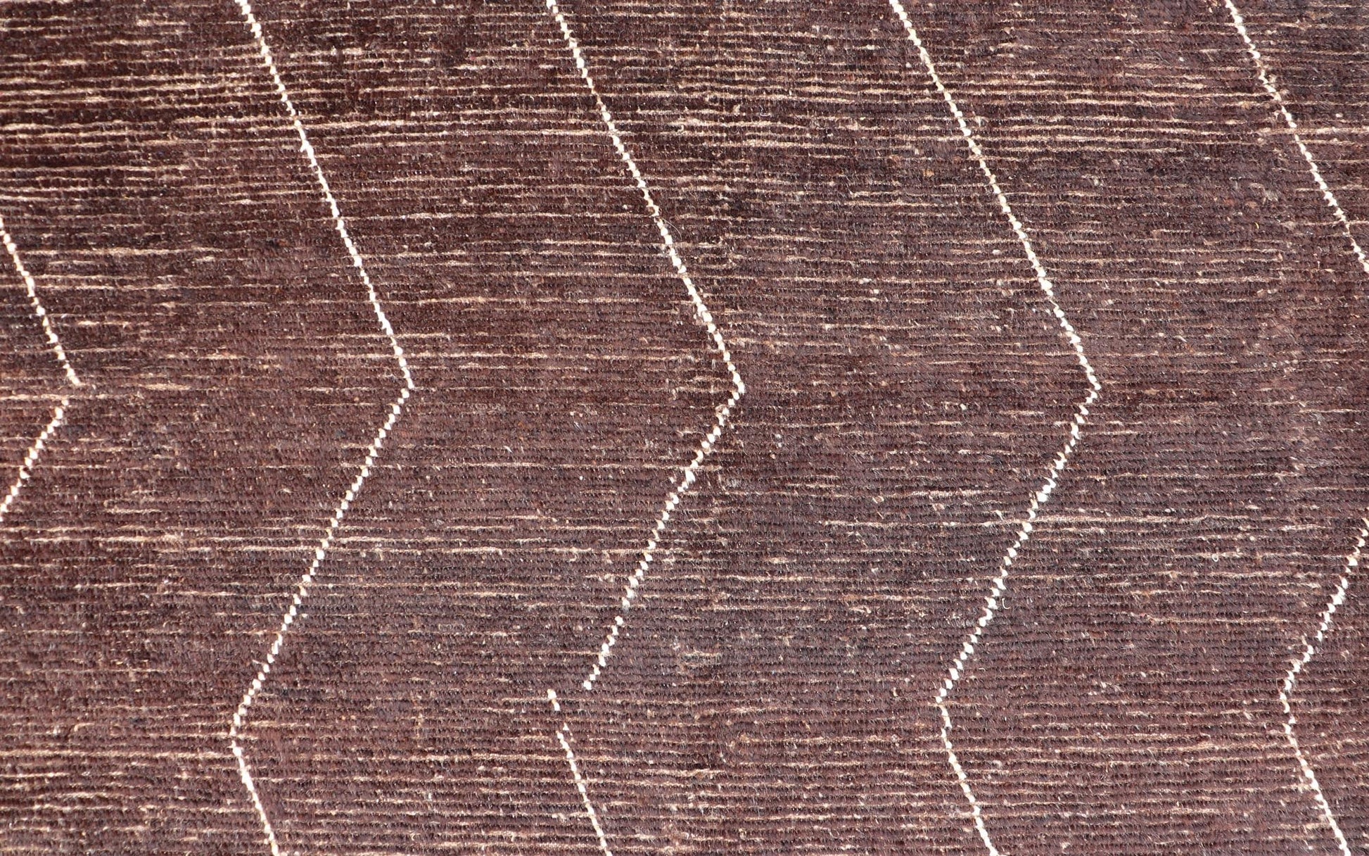 Brown Modern Causal Contemporary Rug in Moroccan Zig - Zag Design In Cream. Keivan Woven Arts / rug SNK - 1810, country of origin / type: Afghanistan / Modern Casual, circa Early - 21th Century. Measures:9'1 x 12'0 This modern casual rug has been hand... - Keivan Woven ArtsSNK - 1810 - 23139Rug