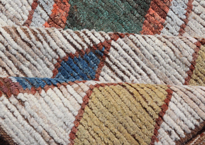 Colorful Abstract Modern Casual Rug in Green, Orange, Red, and Soft Yellow. Keivan Woven Arts; rug SNK - 1859 Country of Origin: Afghanistan Type: Modern Casual Design: All - Over, Abstract. Measures: 6'2 x 8'9 This large modern casual palace rug fe... - Keivan Woven ArtsSNK - 1859 - 23145Rug