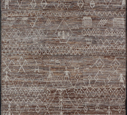 Moroccan Style Distressed Modern Rug in Diamond Design in Earthy Tones. Keivan Woven Arts; rug SNK - 1864, country of origin / type: Afghanistan / Modern Casual, circa early - 21th century. Measures: 6'5 x 9'4 This modern casual tribal rug has been ... - Keivan Woven ArtsSNK - 1864 - 23151
