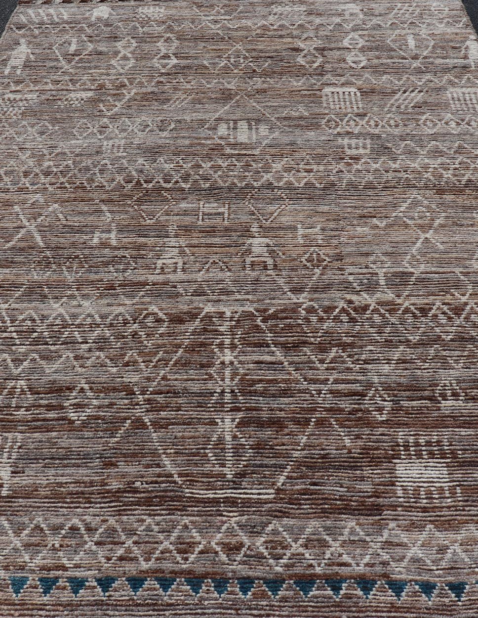 Moroccan Style Distressed Modern Rug in Diamond Design in Earthy Tones. Keivan Woven Arts; rug SNK - 1864, country of origin / type: Afghanistan / Modern Casual, circa early - 21th century. Measures: 6'5 x 9'4 This modern casual tribal rug has been ... - Keivan Woven ArtsSNK - 1864 - 23151Rug
