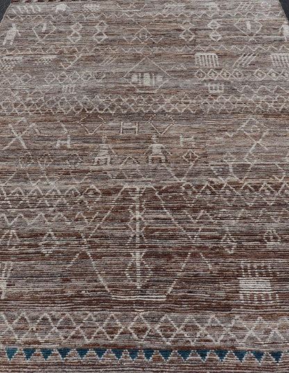 Moroccan Style Distressed Modern Rug in Diamond Design in Earthy Tones. Keivan Woven Arts; rug SNK - 1864, country of origin / type: Afghanistan / Modern Casual, circa early - 21th century. Measures: 6'5 x 9'4 This modern casual tribal rug has been ... - Keivan Woven ArtsSNK - 1864 - 23151Rug