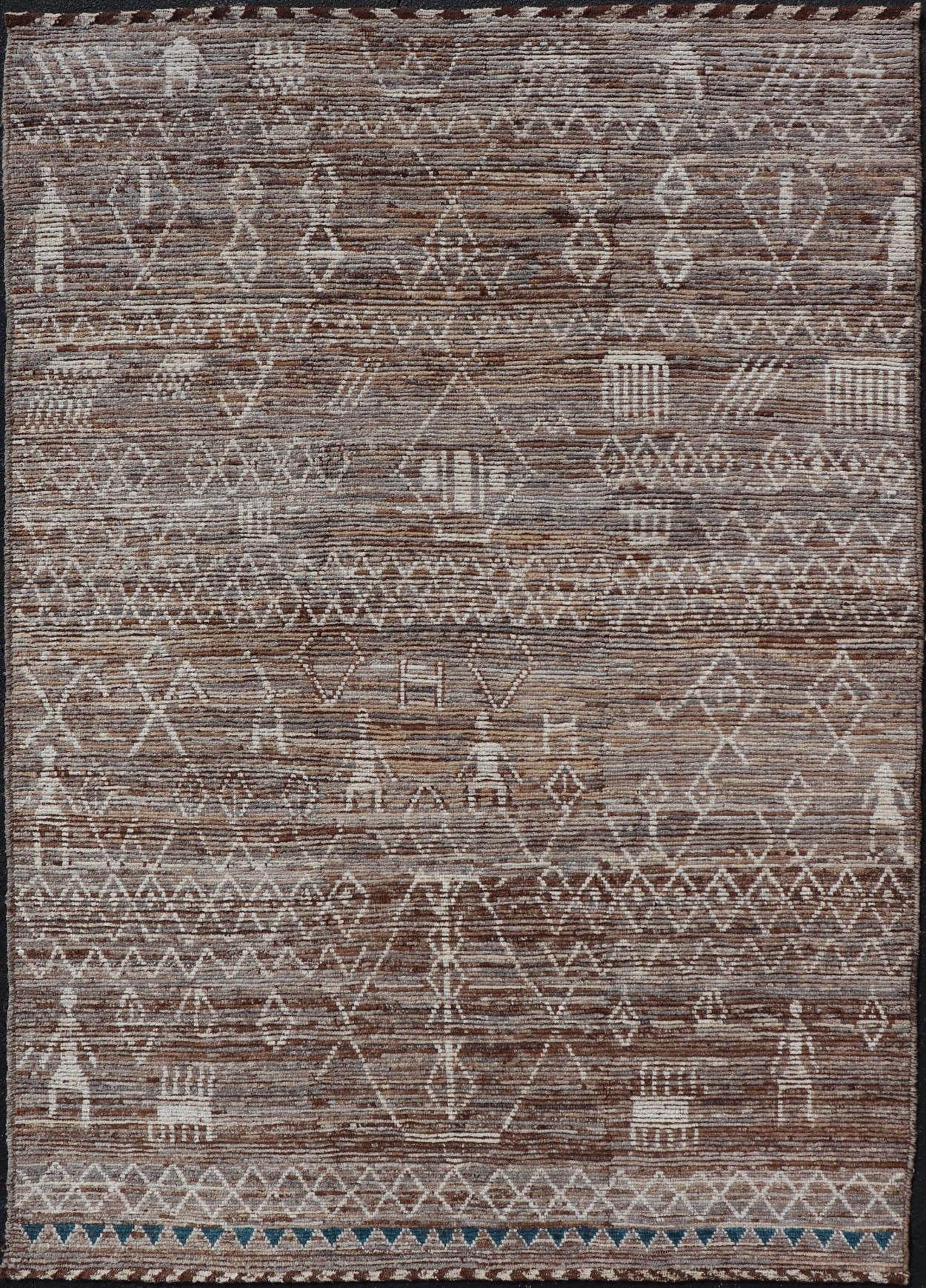 Moroccan Style Distressed Modern Rug in Diamond Design in Earthy Tones. Keivan Woven Arts; rug SNK - 1864, country of origin / type: Afghanistan / Modern Casual, circa early - 21th century. Measures: 6'5 x 9'4 This modern casual tribal rug has been ... - Keivan Woven ArtsSNK - 1864 - 23151Rug