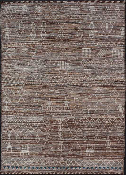 Moroccan Style Distressed Modern Rug in Diamond Design in Earthy Tones. Keivan Woven Arts; rug SNK - 1864, country of origin / type: Afghanistan / Modern Casual, circa early - 21th century. Measures: 6'5 x 9'4 This modern casual tribal rug has been ... - Keivan Woven ArtsSNK - 1864 - 23151Rug