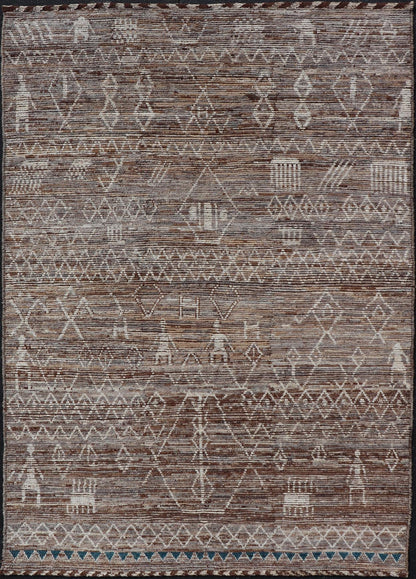 Moroccan Style Distressed Modern Rug in Diamond Design in Earthy Tones. Keivan Woven Arts; rug SNK - 1864, country of origin / type: Afghanistan / Modern Casual, circa early - 21th century. Measures: 6'5 x 9'4 This modern casual tribal rug has been ... - Keivan Woven ArtsSNK - 1864 - 23151