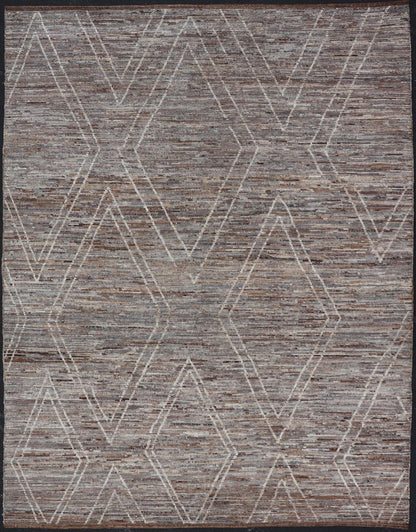 Large Moroccan Style Distressed Modern Rug in Diamond Design In Earthy Tones. Keivan Woven Arts; rug SNK - 1880, country of origin / type: Afghanistan / Modern Casual, circa early - 21th century. Measures: 10'5 x 14'0 This modern casual tribal rug h... - Keivan Woven ArtsSNK - 1880 - 24360Rug