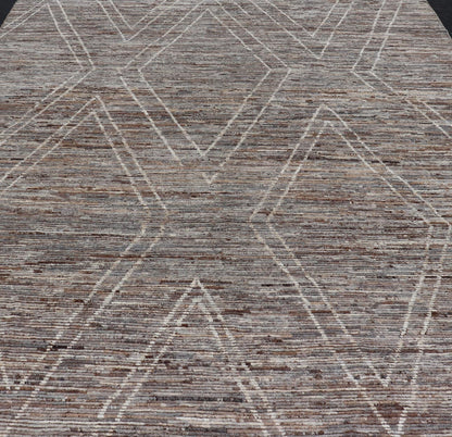 Large Moroccan Style Distressed Modern Rug in Diamond Design In Earthy Tones. Keivan Woven Arts; rug SNK - 1880, country of origin / type: Afghanistan / Modern Casual, circa early - 21th century. Measures: 10'5 x 14'0 This modern casual tribal rug h... - Keivan Woven ArtsSNK - 1880 - 24360Rug