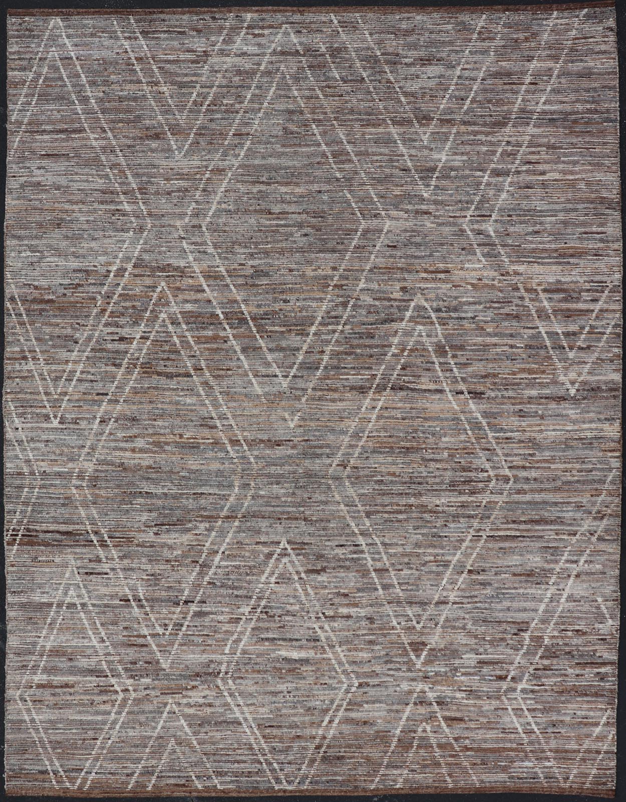 Large Moroccan Style Distressed Modern Rug in Diamond Design In Earthy Tones. Keivan Woven Arts; rug SNK - 1880, country of origin / type: Afghanistan / Modern Casual, circa early - 21th century. Measures: 10'5 x 14'0 This modern casual tribal rug h... - Keivan Woven ArtsSNK - 1880 - 24360