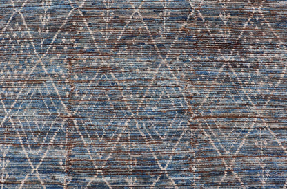 Modern Tribal Rug in Wool with Sub - Geometric Design in Dark Blue, Tan, & Ivory. Keivan Woven Arts / rug SNK - 1907, country of origin / type: Afghanistan / Modern Casual, circa Early - 21th century. Measures: 6'10 x 9'2 This modern casual tribal rug... - Keivan Woven ArtsSNK - 1907 - 23157Rug