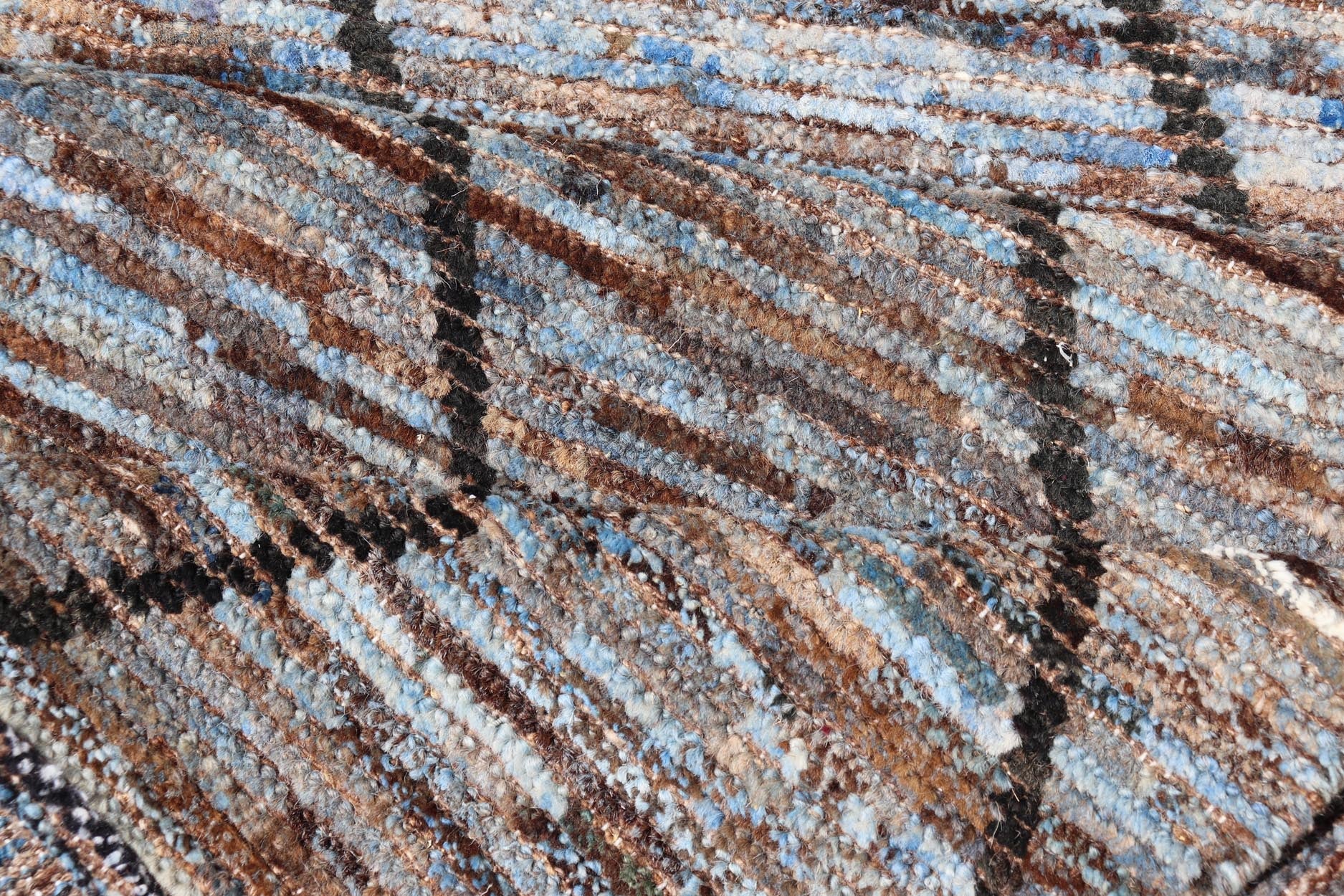 Modern Runner in All - Over Tribal Design in Charcoal, Sky Blue, Blue and Cream. rug SNK - 2269, Keivan Woven Arts country of origin / type: Afghanistan / Modern, condition: new. Measures: 3'0 x 15'8 This runner features a tribal modern design and l... - Keivan Woven ArtsSNK - 2269 - 24306Rug
