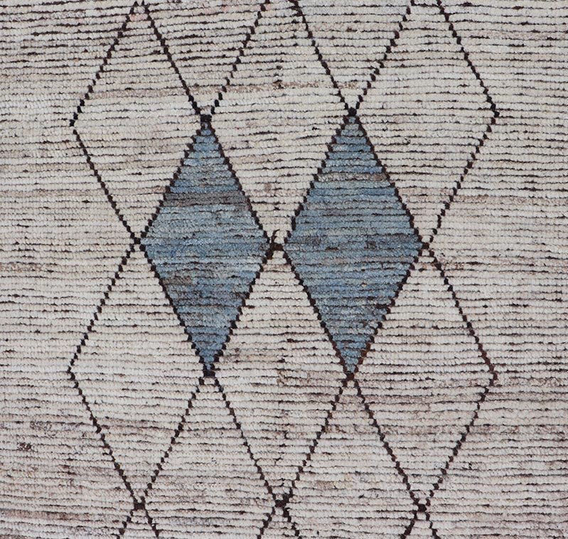 Modern Hand - Knotted Runner in Wool with Diamond Design in Neutral Tones. Keivan Woven Arts; rug SNK - 2281, country of origin / type: Afghanistan / Modern Casual, circa Early - 21th Century. Measures: 3'4 x 9'8 This modern casual tribal runner has b... - Keivan Woven ArtsSNK - 2281 - 24372Rug