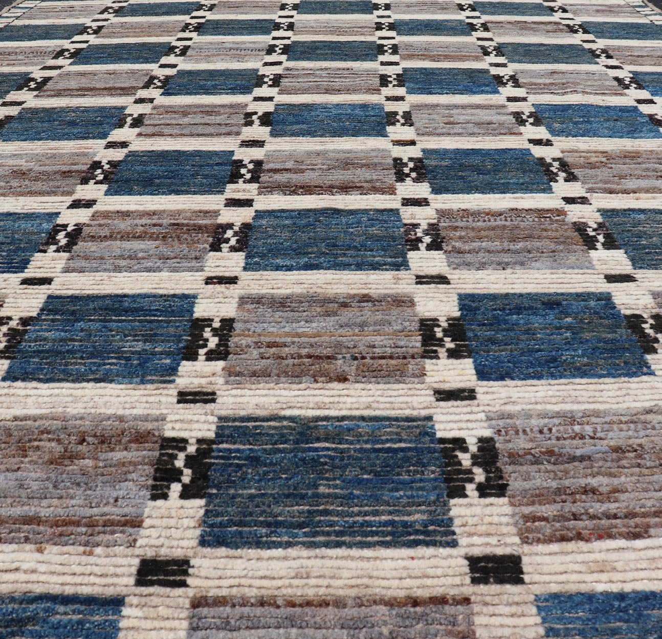 Modern Rug in Wool with Sub - Geometric Modern Tribal Design in Multicolor. Keivan Woven Arts / rug SNK - 2295, country of origin / type: Afghanistan / Modern Casual, circa Early - 21th Century. Measures: 6'9 x 9'10 This modern casual rug has been hand... - Keivan Woven ArtsSNK - 2295 - 24318Rug
