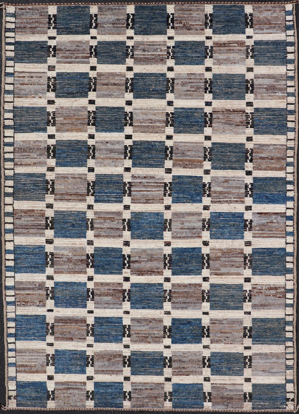 Modern Rug in Wool with Sub - Geometric Modern Tribal Design in Multicolor. Keivan Woven Arts / rug SNK - 2295, country of origin / type: Afghanistan / Modern Casual, circa Early - 21th Century. Measures: 6'9 x 9'10 This modern casual rug has been hand... - Keivan Woven ArtsSNK - 2295 - 24318Rug