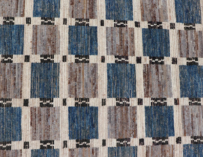 Modern Rug in Wool with Sub - Geometric Modern Tribal Design in Multicolor. Keivan Woven Arts / rug SNK - 2295, country of origin / type: Afghanistan / Modern Casual, circa Early - 21th Century. Measures: 6'9 x 9'10 This modern casual rug has been hand... - Keivan Woven ArtsSNK - 2295 - 24318Rug