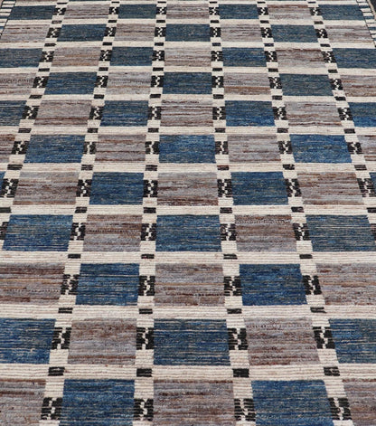 Modern Rug in Wool with Sub - Geometric Modern Tribal Design in Multicolor. Keivan Woven Arts / rug SNK - 2295, country of origin / type: Afghanistan / Modern Casual, circa Early - 21th Century. Measures: 6'9 x 9'10 This modern casual rug has been hand... - Keivan Woven ArtsSNK - 2295 - 24318Rug