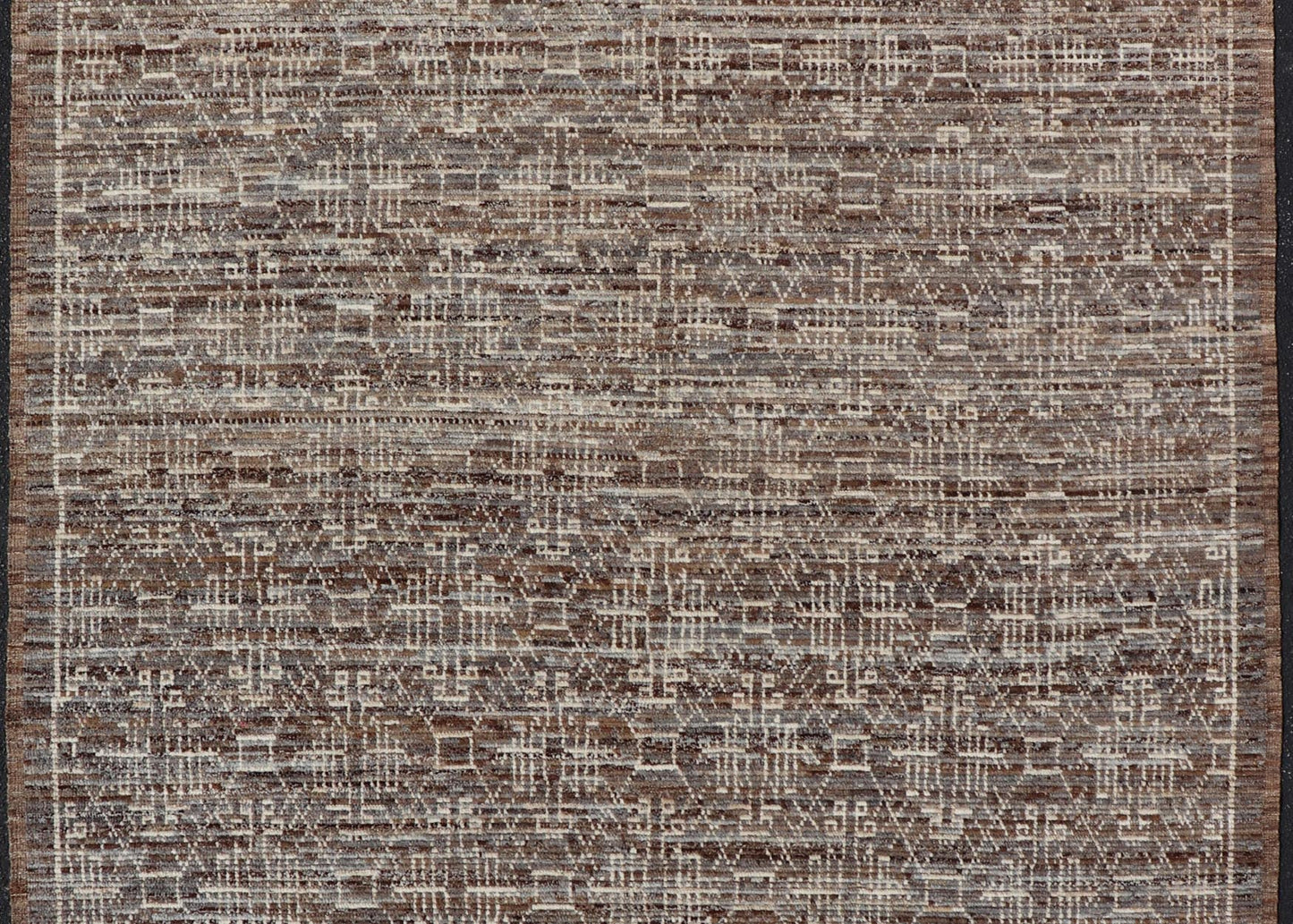 Modern Rug in Wool with All - Over Geometric Tribal Design in Brown and Ivory. Keivan Woven Arts /rug SNK - 2307, country of origin / type: Afghanistan / Modern Casual, circa Early - 21th Century. Measures: 6'10 x 9'7 The rug features a modern all - ov... - Keivan Woven ArtsSNK - 2307 - 24324Rug