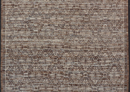 Modern Rug in Wool with All - Over Geometric Tribal Design in Brown and Ivory. Keivan Woven Arts /rug SNK - 2307, country of origin / type: Afghanistan / Modern Casual, circa Early - 21th Century. Measures: 6'10 x 9'7 The rug features a modern all - ov... - Keivan Woven ArtsSNK - 2307 - 24324Rug