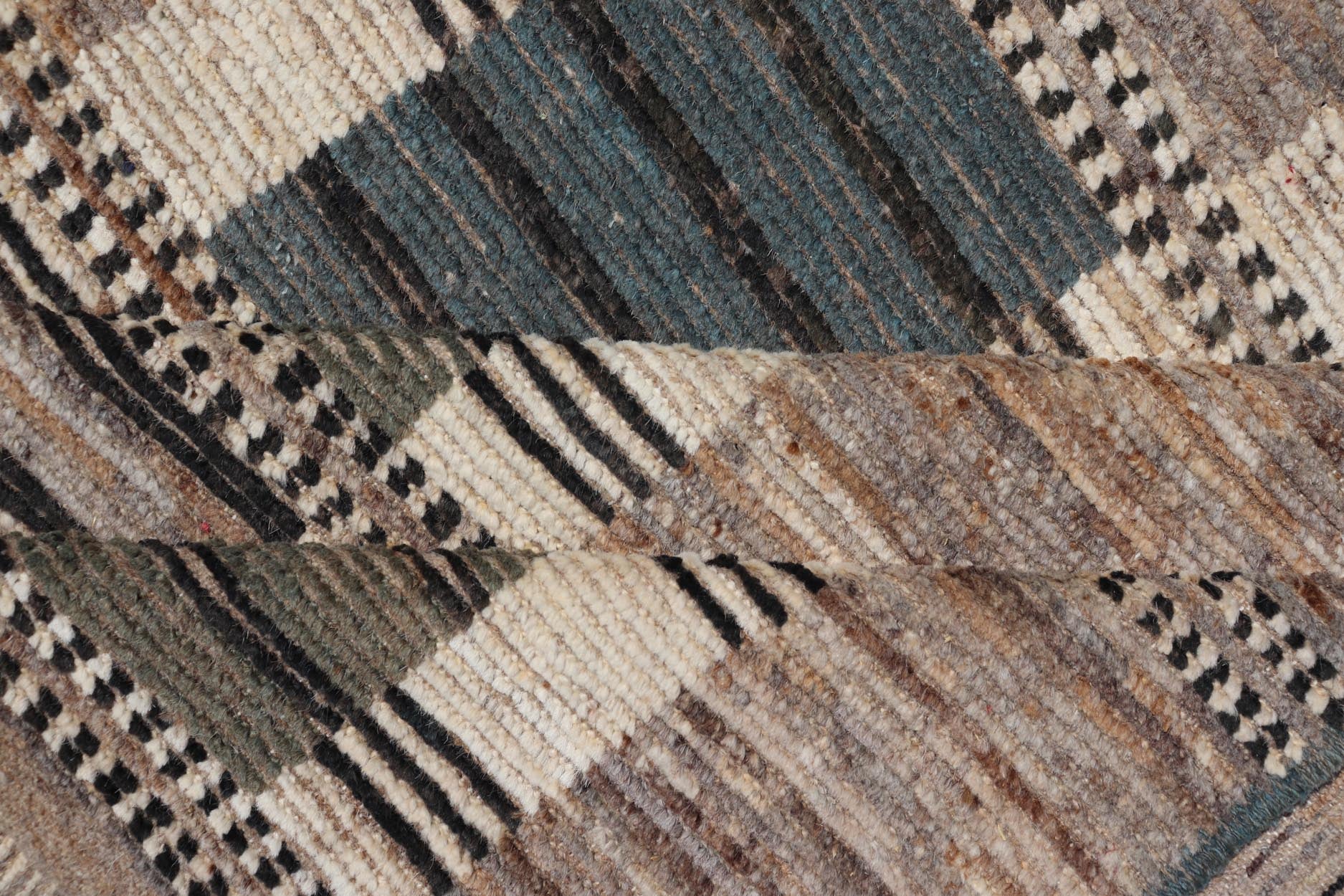 Modern Casual Design Tribal Rug with Checkered Pattern in Teal, Cream, and Brown. Keivan Woven Arts / rug SNK - 2313, country of origin / type: Afghanistan / Modern Measures: 5'11 x 9'1 This classic natured Moroccan design rug represents modern cas... - Keivan Woven ArtsSNK - 2313 - 24330Rug