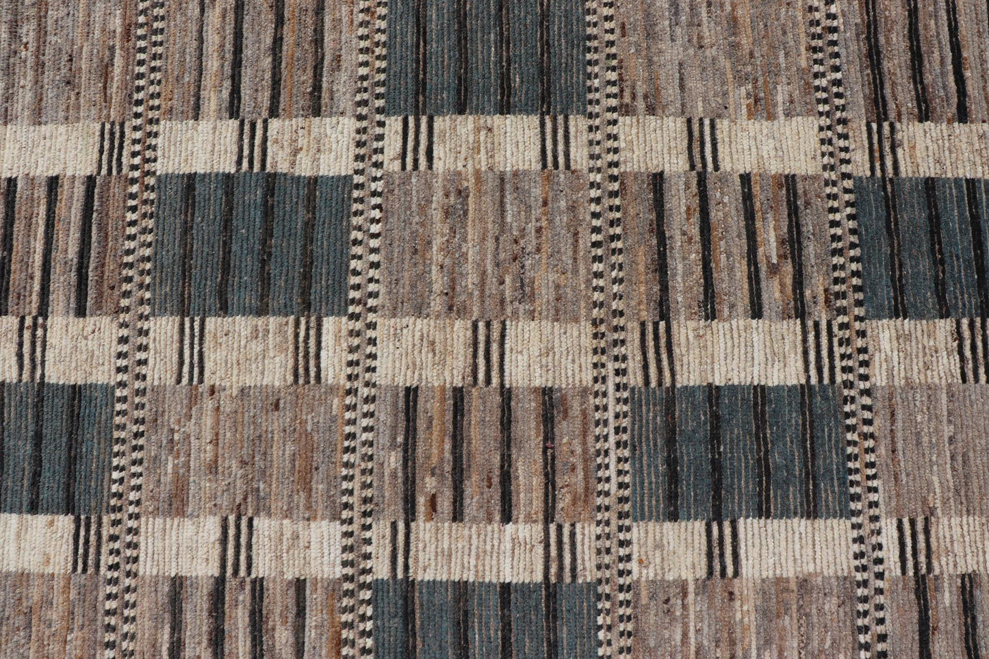 Modern Casual Design Tribal Rug with Checkered Pattern in Teal, Cream, and Brown. Keivan Woven Arts / rug SNK - 2313, country of origin / type: Afghanistan / Modern Measures: 5'11 x 9'1 This classic natured Moroccan design rug represents modern cas... - Keivan Woven ArtsSNK - 2313 - 24330Rug