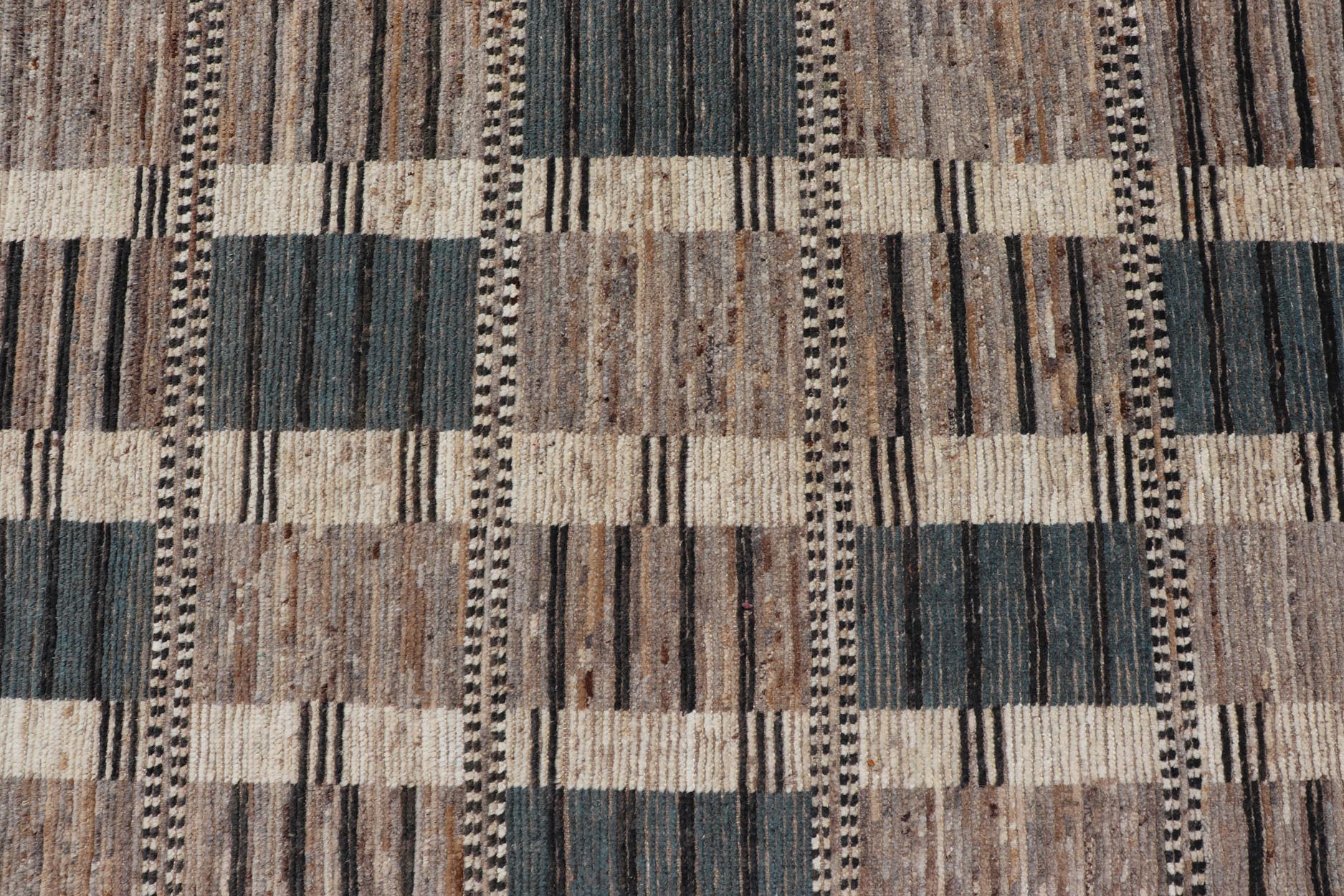 Modern Casual Design Tribal Rug with Checkered Pattern in Teal, Cream, and Brown. Keivan Woven Arts / rug SNK - 2313, country of origin / type: Afghanistan / Modern Measures: 5'11 x 9'1 This classic natured Moroccan design rug represents modern cas... - Keivan Woven ArtsSNK - 2313 - 24330Rug