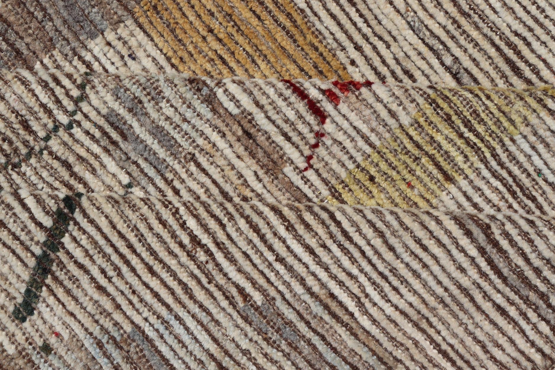Large Abstract Modern Casual Rug In Green, Red, and Soft Yellow. Keivan Woven Arts; rug SNK - 2394 Country of Origin: Afghanistan Type: Modern Casual Design: All - Over, Abstract. Measures: 10'7 x 14'0 This large modern casual palace rug features a... - Keivan Woven ArtsSNK - 2394 - 24336Rug
